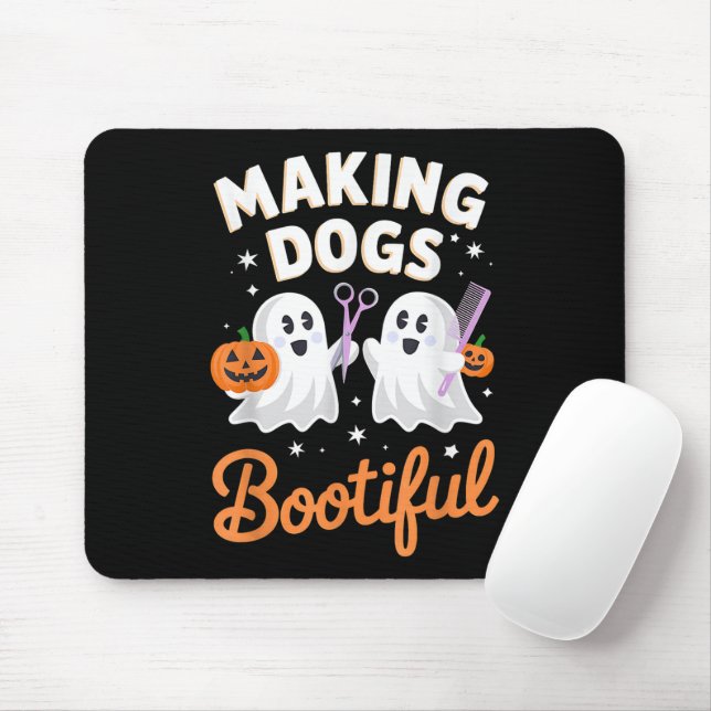 Pet Groomer Funny Halloween Making Dogs Bootiful Mouse Mat (With Mouse)