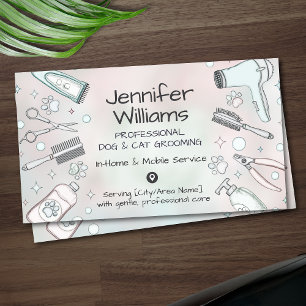 Pet Groomer In-Home & Mobile Dog & Cat Grooming B Business Card