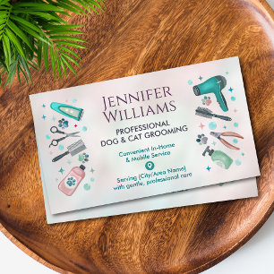 Pet Groomer In-Home & Mobile Dog & Cat Grooming Business Card