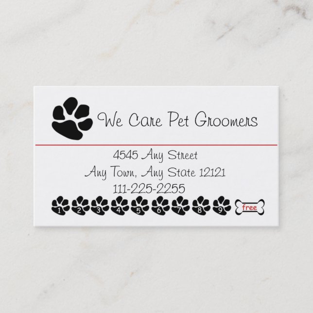 Pet  Groomer or Shop Customer Loyalty Punch Card (Front)