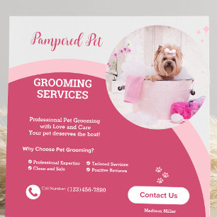 Pet Groomer Pink Modern  Business Card