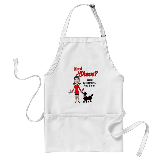 Pet Groomer Red and Black Need a Shave Custom Standard Apron (Front)