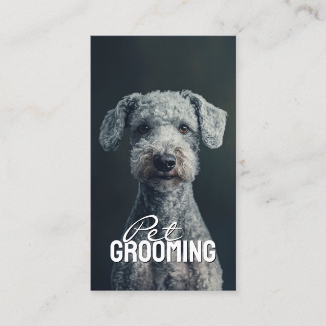 Pet Groomer Salon Care Bedlington Terrier Portrait Business Card (Front)