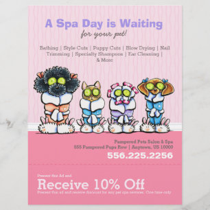 Pet Groomer Spa Dogs Cat Robes Pink Coupon Ad Flyer