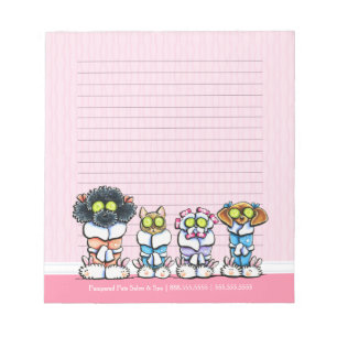 Pet Groomer Spa Dogs Cat Robes Pink Lined Notepad