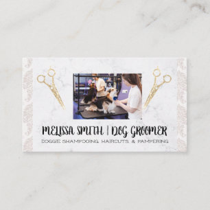 Pet Groomer Working with Dog   Animal Care Business Card