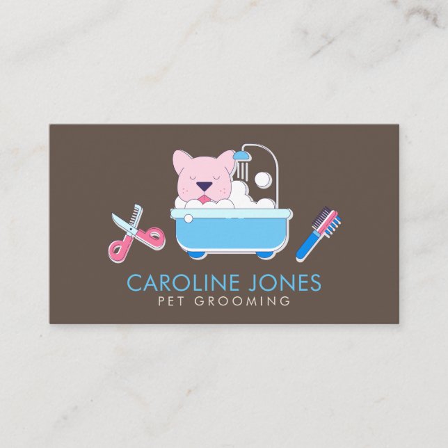 Pet Grooming and Bathing Business Card (Front)