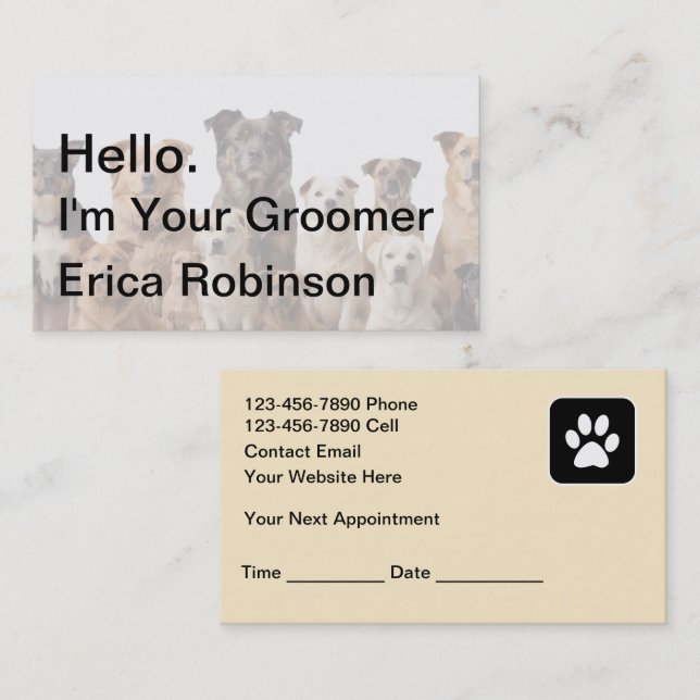 Pet Grooming Appointment Business Cards (Front/Back)