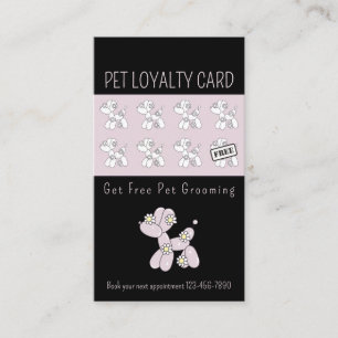 Pet grooming balloon dog pink loyalty business card