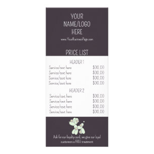 Pet grooming balloon dog service price list rack card