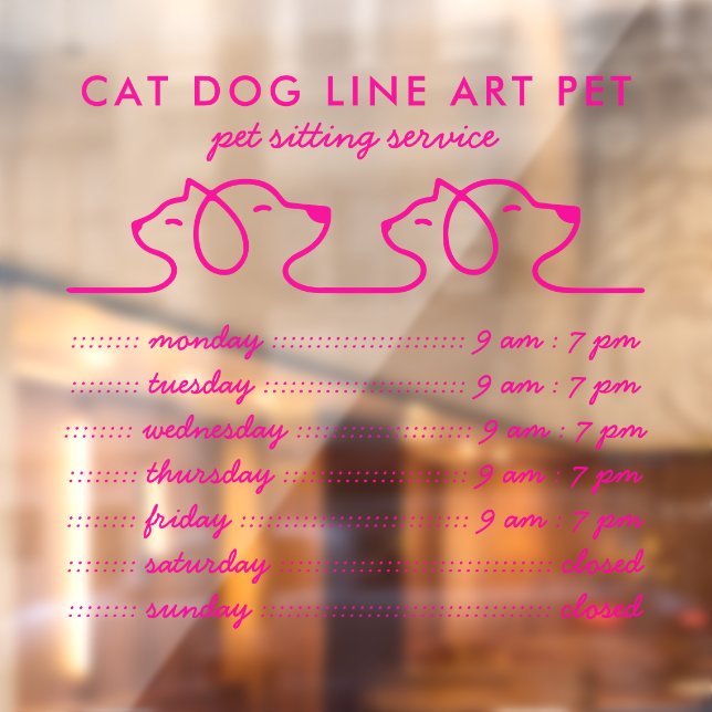 Pet Grooming Cats and dogs minimal modern pink Window Cling (Sheet 2)