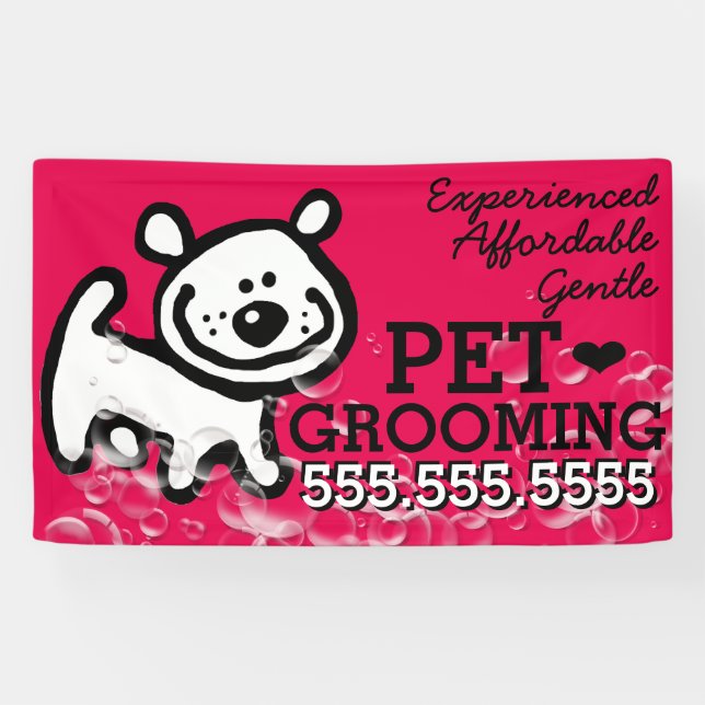 Pet Grooming Dog Cat Customisable Promotional Banner (Horizontal)