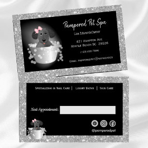 Pet Grooming Dog Glitter Business Appointment Card