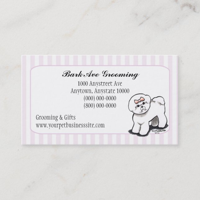 Pet Grooming Dog Groomer Spa Fancy Stripes Business Card (Front)