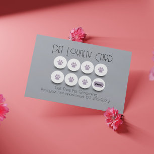 Pet grooming dog paw loyalty business card