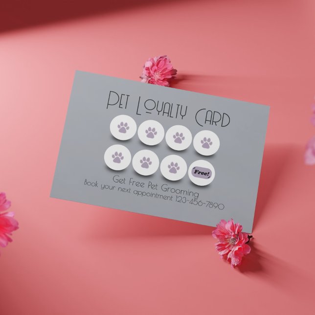 Pet grooming dog paw loyalty business card (Creator Uploaded)