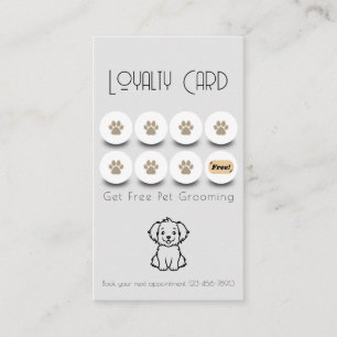Pet grooming dog paw loyalty business card