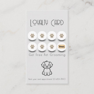 Pet grooming dog paw loyalty business card