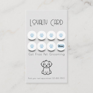 Pet grooming dog paw loyalty business card