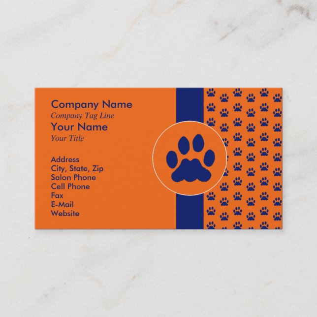 Pet Grooming PawPrint Business Card (Front)