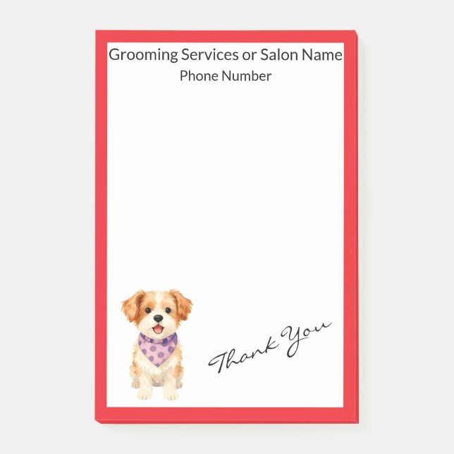 Pet Grooming Personalised Luxury Modern Collection Post-it Notes (Front)