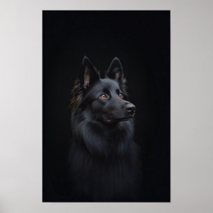 Pet Grooming Salon Belgian Sheep Dog Portrait Poster