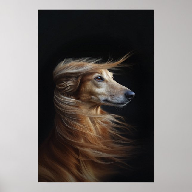 Pet Grooming Salon Boutique Afgan Hound Portrait Poster (Front)