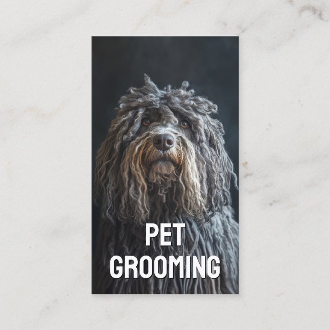 Pet Grooming Salon Boutique Bergamasco Sheepdog  Business Card (Front)