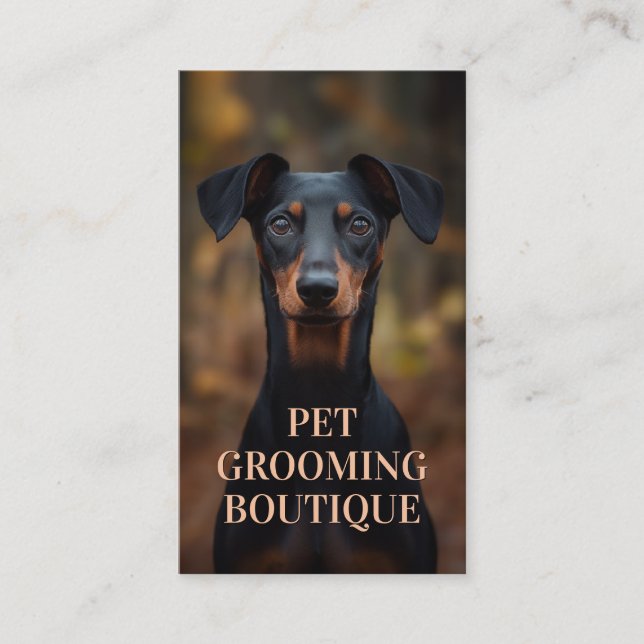 Pet Grooming Salon Boutique German Pinsch Portrait Business Card (Front)