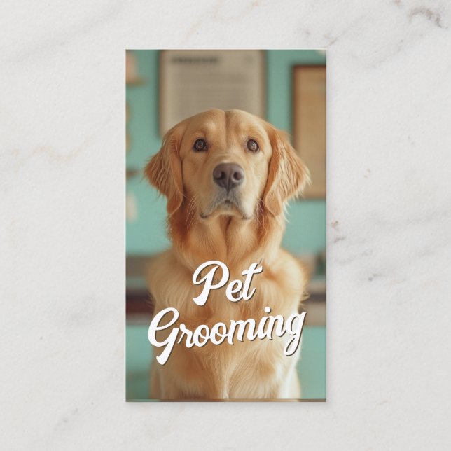 Pet Grooming Salon Care Boutique Labrador Portrait Business Card (Front)