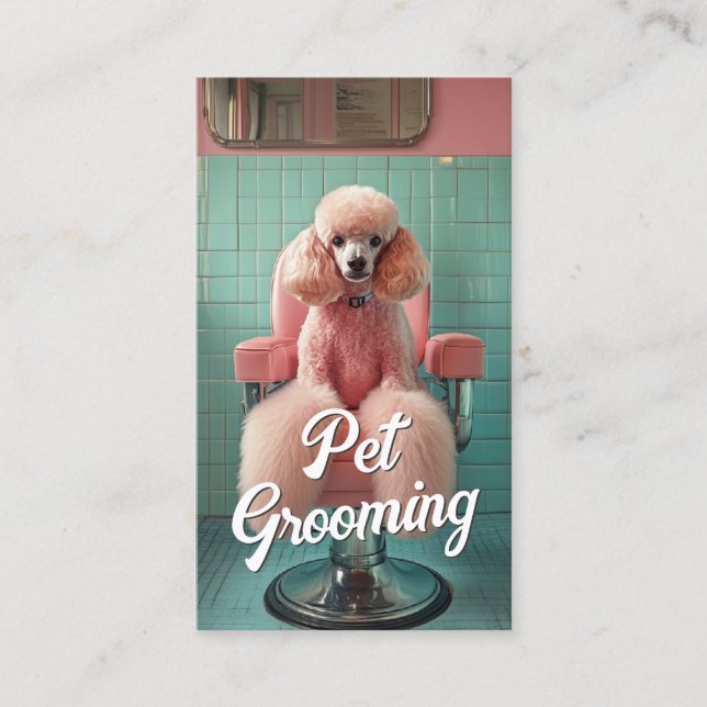 Pet Grooming Salon Care Boutique Poodle Portrait Business Card (Front)