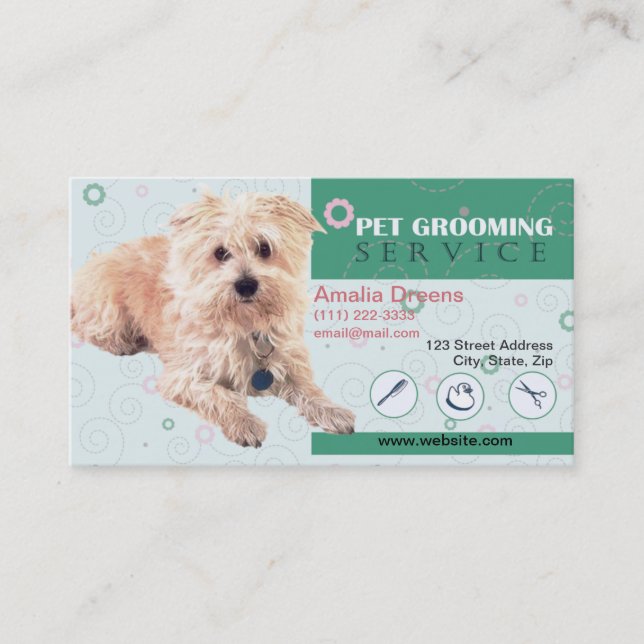 Pet grooming service business card (Front)