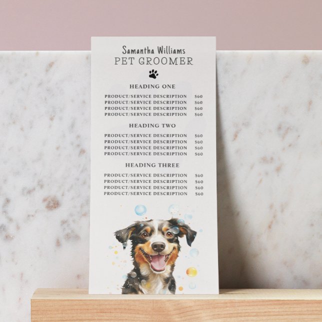 Pet Grooming Service Price QR Code  Rack Card (Creator Uploaded)