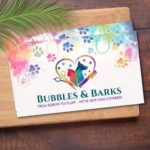Pet Grooming Services - Watercolor art  Business Card