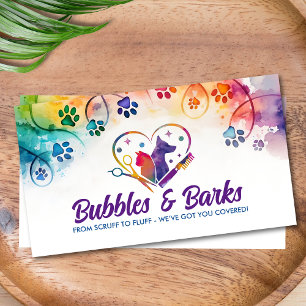Pet Grooming Services - Watercolor art Business Card