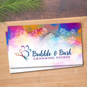 Pet Grooming Services - Watercolor art  Business Card