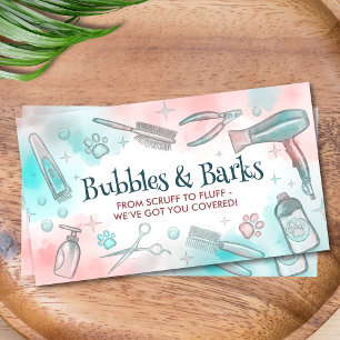 Pet Grooming Services - Watercolor art  Business Card