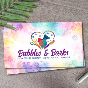 Pet Grooming Services - Watercolor art  Business Card