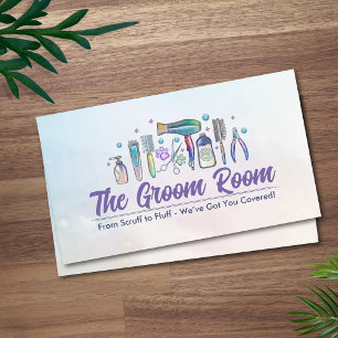 Pet Grooming Services - Watercolor art Business Card