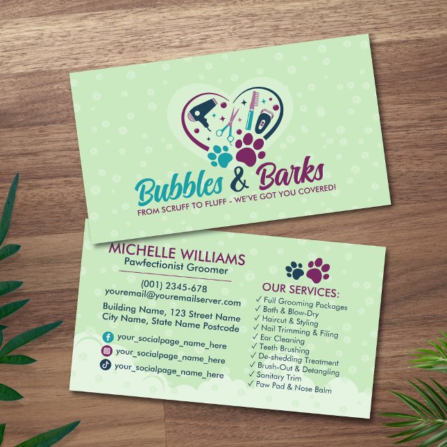 Pet Grooming Studio - Groomer Services Business Card (Creator Uploaded)