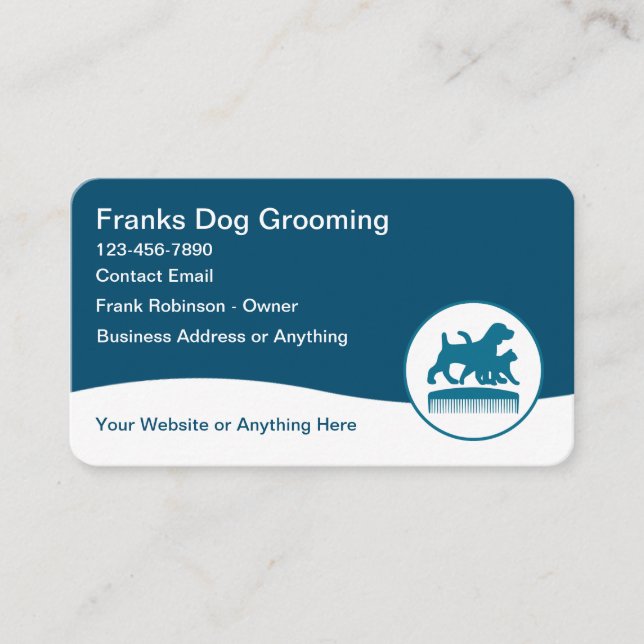 Pet Grooming Theme Business Cards Modern (Front)