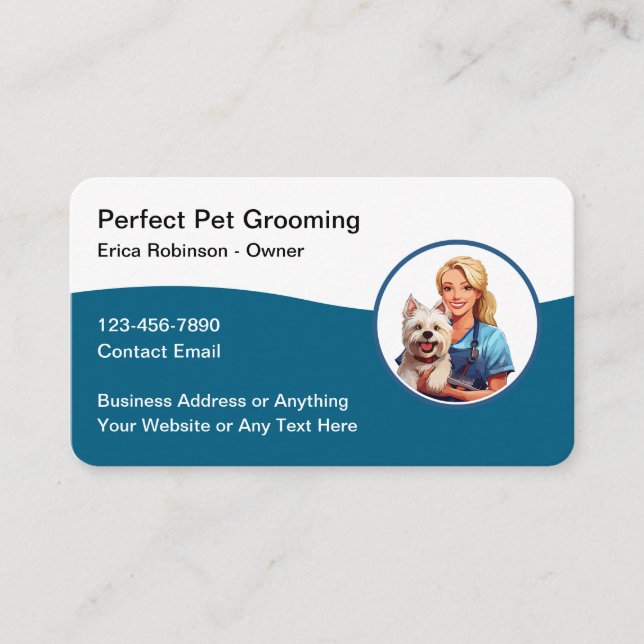 Pet Grooming Trendy Business Cards (Front)