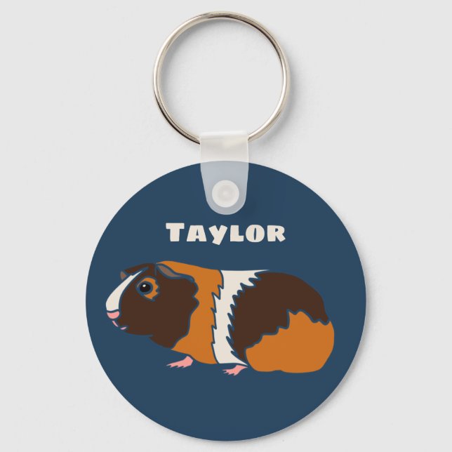 Pet Guinea Pigs Illustration Personalized Key Ring (Front)