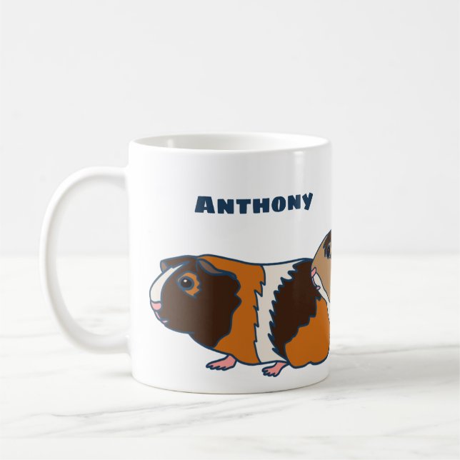 Pet Guinea Pigs Illustrations Personalised Coffee Mug (Left)