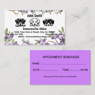 Pet Harmony Specialist: for your PawsomePal Sitter Appointment Card