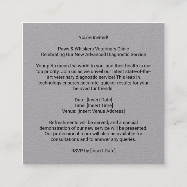 Pet Health Harmony Sticker Dog and Cat Veterinary Square Business Card (Back)