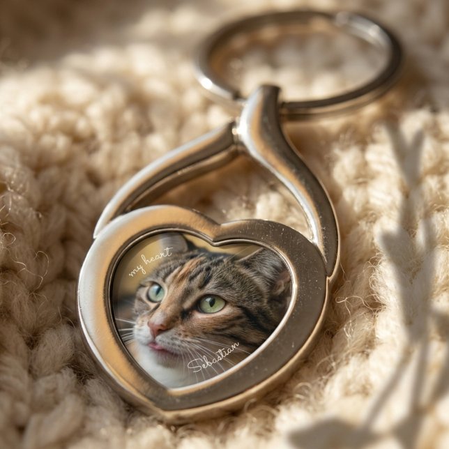 Pet Heart Photo Key Ring (Pet photo keychain)