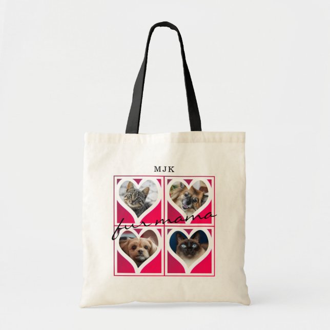 Pet Heart Photos | FUR MAMA (editable title) Tote Bag (Front)