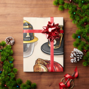 Pet helmet pattern fire station wrap wrapping paper