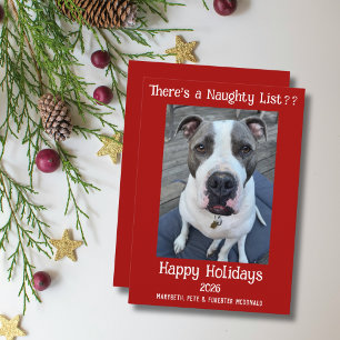 Pet holiday christmas card naughty list